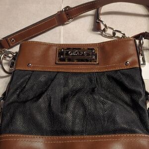 Chaps Two-Tone Black and Tan Crossbody Bag